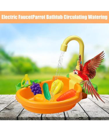 Automatic Bird Bathtub with Faucet - Ideal for Parakeets, Cockatiels, Conures, and Small Birds | SGQCAR New Orange - Buy Online on GoSupps.com