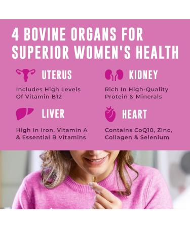 Beef Organ Supplement for Women - Beef Liver Kidney Heart and Uterus Tissue Supports Women's Overall Energy and Health - Pasture Raised in New Zealand - No Fillers or Flow Agents - 120 Capsules Beef Organs 120 Count (Pac  - Buy Online on GoSupps.com