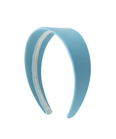 Motique Accessories 2 Inch Wide Leather Like Headband Solid Hair band for Women and Girls - Light Blue