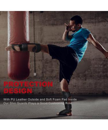 Premium Padded Adjustable MMA Shin Guards for Taekwondo & Martial Arts Training - Black Thaibox Protection - Buy Online on GoSupps.com