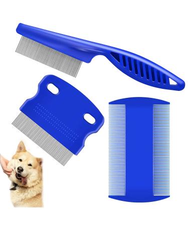 Flea Comb 3PCS Flea Comb for Dogs Cats Cat Dog Grooming Comb Flea Removal Lice Combs Fine Tooth Comb Grooming Set Remove Float Hair Tear Marks Tick Removal Tool
