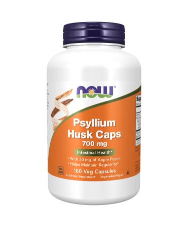 NOW Supplements, Psyllium Husk Caps 700 mg with 50 mg of Apple Pectin, Intestinal Health*, 180 Veg Capsules