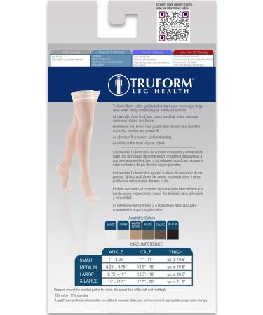 Truform Sheer Compression Stockings 15-20 mmHg - Women's Thigh High 20 Denier Black X-Large (Pack of 2) - International Shipping Available - Buy Online on GoSupps.com