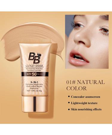 BB Cream Light BB Cream Foundation Tinted Moisturiser Face Women Tinted Sunscreen for Face 50 SPF Snail Extracts Moisturizing Tinted Moisturiser Color Correcting Cream(Natural) - Buy Online on GoSupps.com