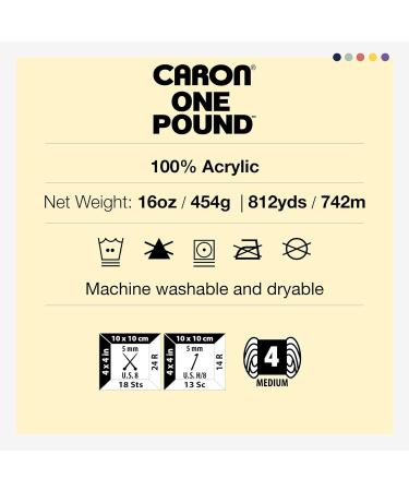 Caron One Pound White Yarn 2-Pack - 454g/16oz Each - 4 Medium Worsted Yarn - 812 Yards - for Knitting and Crochet - Acrylic Material - Buy Online on GoSupps.com