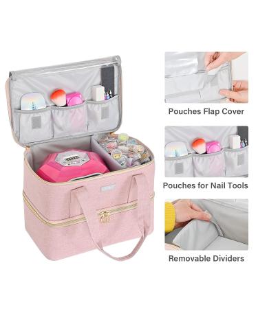 Nail Polish Organizer Double-Layer Storage Case for 40 Bottles (15ml/0.5 fl.oz) + Portable Nail Lamp Holder - Nail Tech Essential Carry Bag - Buy Online on GoSupps.com