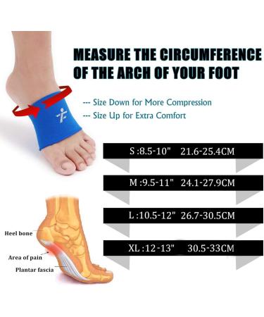 Compression Arch Sleeves 1 Pair - Plantar Fasciitis Brace for Pain Relief - 20-30mmHg Support for Men/Women - Patent Seam, Comfortable Design - Heel Spurs, Flat Feet - Blue, Small (8.5-10) - Buy Online on GoSupps.com