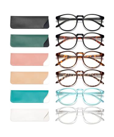 Stylish 6 Pack Reading Glasses for Women Men - Blue Light Blocking Computer Readers - Ease Blurry Vision & Dry Eyes (6-Pack Mix 01, 2.50) 6-pack Mix 01 2.5 x
