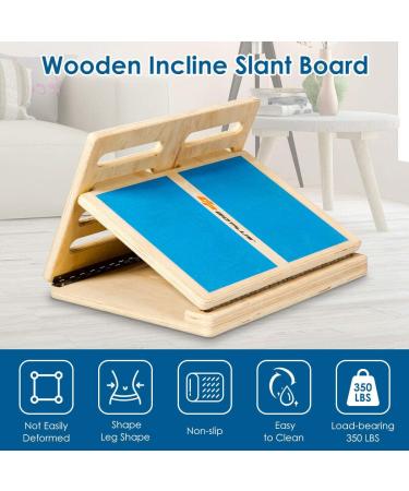Goplus Slant Board - 4-Level Adjustable Wooden Incline Stretch Board | 350lbs Capacity | Anti-Skid Surface | Blue - Buy Online on GoSupps.com
