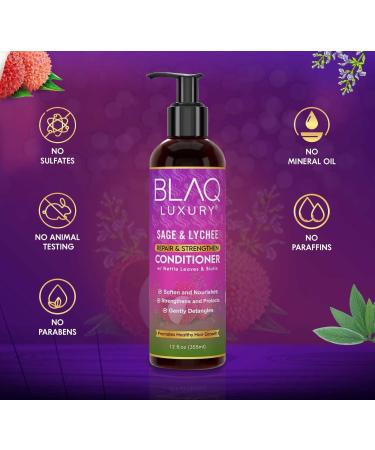 Blaq Luxury Sage & Lychee Conditioner - Nourishing Biotin Formula for Strong Healthy Hair - 12oz - International Shipping Available - Buy Online on GoSupps.com