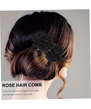 ifundom 1 Set Rose Hair Clip Hair Clip Wedding Hair Accessories Hair Accessories for Women Wedding Black Rose Bridal Hair Comb Hair Side Combs Girl Abs Red Rose Bride - Buy Online on GoSupps.com