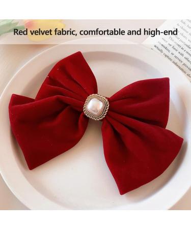 MMDOCO Bow Hair Clip Hair Bow Hair Clips Hair Bows for Women Red Hair Bow Velvet Hair Bow Hair Clips for Girls Hair Bows Barrettes Solid Color (Red) - Buy Online on GoSupps.com