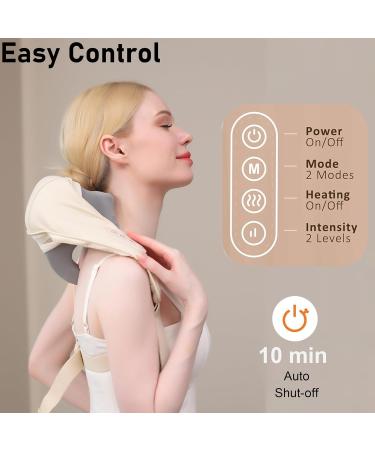 Neck & Shoulder Shiatsu Massage Device with Heat - Electric Silicone Massage for Back Legs & Feet - Versatile & Comfortable Off-White Design - Buy Online on GoSupps.com