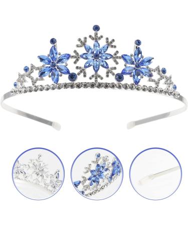 minkissy Snowflake Crown Crystal Crown Princess Crown Tiara Christmas Headband Party Accessories for Girls (Blue) 16x12.5cm Blue - Buy Online on GoSupps.com