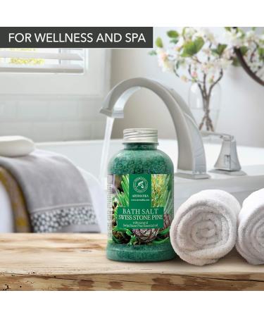 Pine Bath Salt with Natural Swiss Stone Pine Essential Oil - 21.16 Oz - Coniferous Salts for Relaxing Bath, Good Sleep, and Beauty - Aromatherapy Sea Salts for Body Care - Buy Online on GoSupps.com