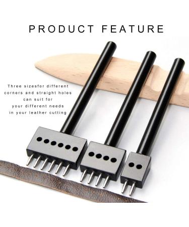 3pcs 5mm Prong Punch Tool Set for Leather Craft - Circular Cut Lacing Stitching Chisel DIY Kit - Buy Online on GoSupps.com