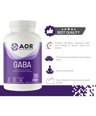 AOR - GABA Supplement 600mg 120 Capsules - Amino Acid Supplement for Mental Health Regulates Mood Supplement Relaxation and Sleep Support Insomnia Relief - Gaba Calming Support - Buy Online on GoSupps.com