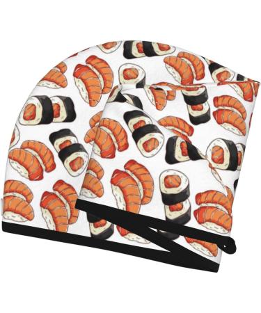 Hair Towel Wrap - Quick Drying Towel Turban with Button - Sushi Roll Design - Buy Online on GoSupps.com