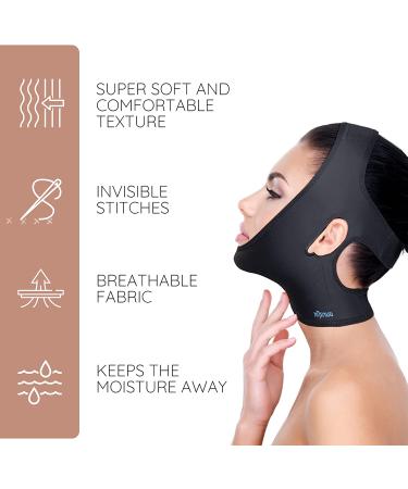 Neck Chin Compression Garment Strap Bandage | Face Slimmer Double Chin Wrap Black - Buy Online on GoSupps.com