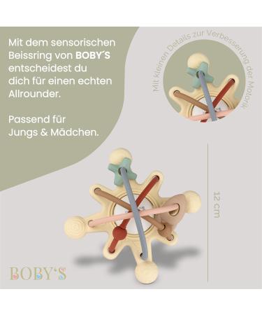 Bobys Sensory Baby Bei ring - Navajo White BPA-Free Silicone Teething Toy & Rattle | Multifunctional & Easy to Clean Dental Aid - Buy Online on GoSupps.com