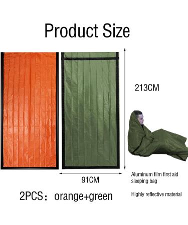 Buy Waterproof Emergency Survival Bivouac Bag - Lightweight Heat-Repellent & Cold Protection - 213x91cm Green & Orange - Buy Online on GoSupps.com