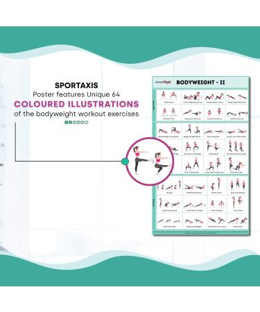 SPORTAXIS Bodyweight Workout Poster - 32 No-Equipment Exercises for Home & Gym Training | Gloss Double-Sided Lamination (16.5 x 27 inches) - Buy Online on GoSupps.com
