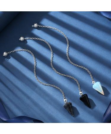 Xiannvxi 3pcs Crystals Pendulum Set Obsidian Labradorite & Opal | Esoteric Witch Accessories for Meditation - Buy Online on GoSupps.com