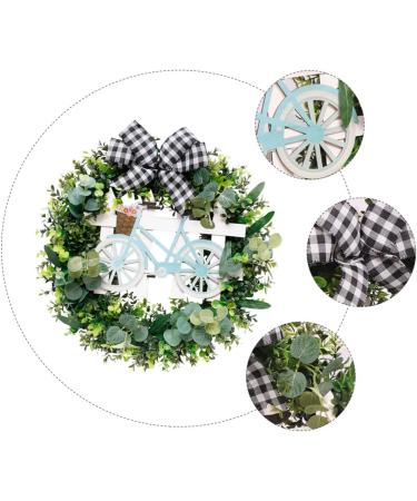 Zerodeko 1pc Artificial Garland House Ornaments Artificiales Para Easter Decoration Artificial Olive Wreath Plant Decorations Door Wreath with Bowknot Easter Wreath Household Wooden Boxwood - Buy Online on GoSupps.com