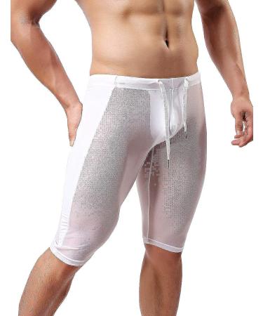 MIZOK Men's Mesh Yoga Capris Swimsuit - Small White | Fitness & Beachwear - Buy Online on GoSupps.com