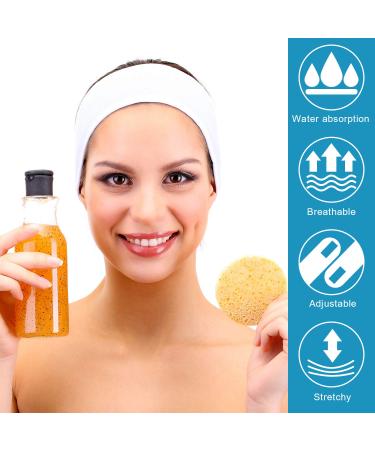 Whaline Spa Facial Headband - 4 Pack Terry Cloth Stretch Towel for Bath, Makeup & Sport in White - Buy Online on GoSupps.com