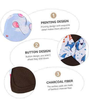 Washable Light Incontinence Pads | Bamboo Charcoal Menstrual Towels for Women | 6pcs Cloth Aunt Towel Pad - Buy Online on GoSupps.com
