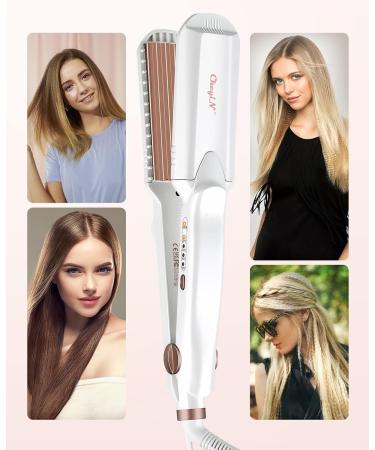 CCKEYIN 3-in-1 Crepe Iron for Hair - Ceramic Hair Straightener & Crimper with Temperature Control - Multi-Style Wave Iron in White - Buy Online on GoSupps.com