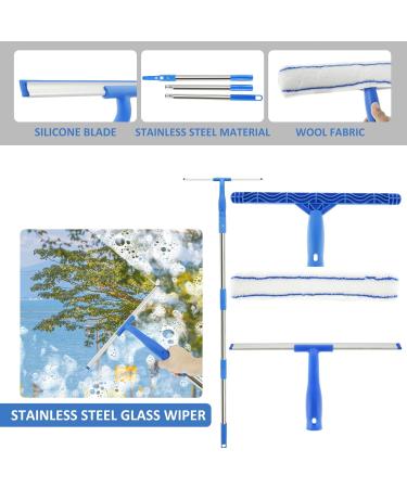 UYEXM Window Squeegee Cleaner Professional Window Cleaning Tool Kit Squeegee and Scrubber with 53inch Stainless Steel Pole Removable Glass Cleaning Tools for Car Home Window - Buy Online on GoSupps.com