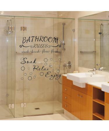 4-Piece Bathroom Wall Decals Sticker Set - Toilet Rules, Soak Relax Enjoy, Love Mom - Vinyl Wall Art Decor in Black - Buy Online on GoSupps.com