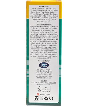 Dermatonics Soothing Foot Cream - Rapid Relief for Athlete's Foot, Dermatitis & Dry Skin - With Calming Colloidal Oatmeal - Diabetic & Vegan Friendly - 70ml (Pack of 1) - Buy Online on GoSupps.com