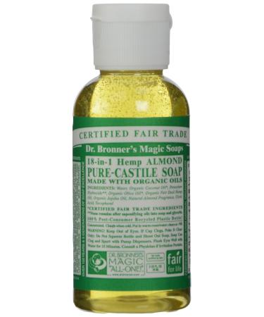 Dr Bronner Organic Almond Castile Liquid Soap 59 ml by Dr. Bronner Almond 59 ml (1 pack)