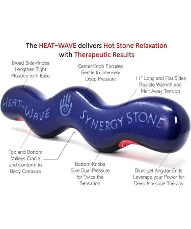 Heat-Wave Synergy Stone (Sapphire) - Contoured Hot Stone Massage Tool for Relaxing and Therapeutic Neck, Back, Legs, and Feet - Ultra-Smooth for Skin or Clothes Massage - Buy Online on GoSupps.com