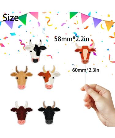 Farm Cow Themed Happy Birthday Cupcake Toppers 18-PC Set - This is a great cow-themed birthday party baby shower party or bull-themed party decoration for a boy or girl - SugarGera - Buy Online on GoSupps.com