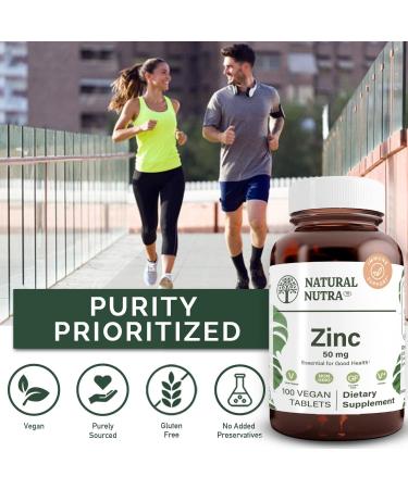 Natural Nutra Zinc Gluconate 50mg Supplement - Immune Support & Skin Health - Gluten Free, 100 Vegan Tablets - Buy Online on GoSupps.com