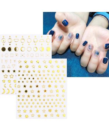 8 Sheets Gold Star Moon Nail Art Stickers Decals Self-Adhesive Metallic Ramadan Zodiac Design Manicure Tips Nail Decoration for Women Girls - Buy Online on GoSupps.com