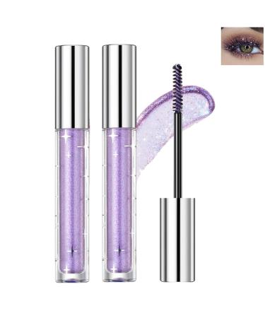 Glitter Eyelash Mascara Eyeshadow Waterproof Sparkling Colorful Mascara Smudge-proof No Clumping Colored Eye Makeup for Women Wedding Music Stage