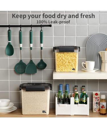 Lockcoo 2-Pack Airtight Dog Food Storage Containers with Measuring Cup - 8L+4L Grey - Buy Online on GoSupps.com