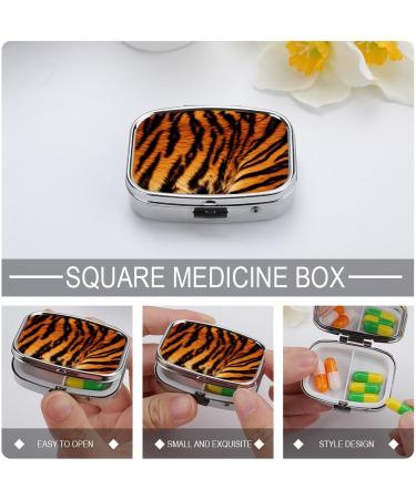 Portable Tiger Striped Pill Box 2 Compartment Metal Organizer for Medicine Stylish & Decorative Pill Case for Pocket or Purse - Buy Online on GoSupps.com