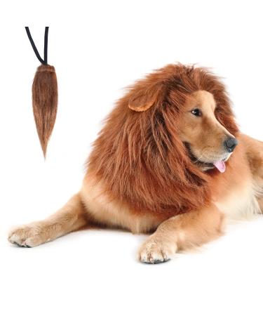 CPPSLEE Lion Mane for Dog Costumes, Dog Lion Mane, Realistic Lion Wig for Medium to Large Sized Dogs, Large Dog Halloween Costumes, lion mane for dog, Halloween Costumes for Dogs (Dark Brown)