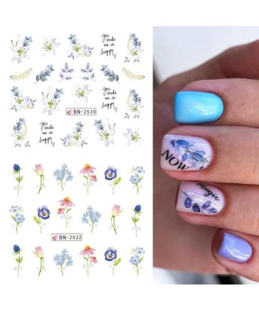 VOTACOS Flower Nail Art Stickers - 12 Sheets of Summer Lily Orchid & Butterfly Designs | Water Transfer Nail Decals for Women - Buy Online on GoSupps.com