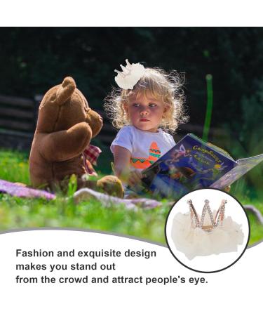 Uonlytech Strass Crown Hair Clip - Princess Tiara Bobby Pins for Girls - Crystal Hair Clasp for Children - Beige - Buy Online on GoSupps.com