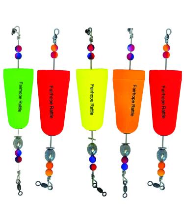 Fairhope Rattles Popping Cork Float for Redfish, Speckled Trout, Sheepshead, Flounder Freshwater and Saltwater Bobbers Handmade in Alabama Mixed Colors (Pack of 5)