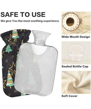 Christmas Trees Hot Water Bottle | 2 Litre Comfort for Pain Relief & Heat Therapy - Black Background - Buy Online on GoSupps.com