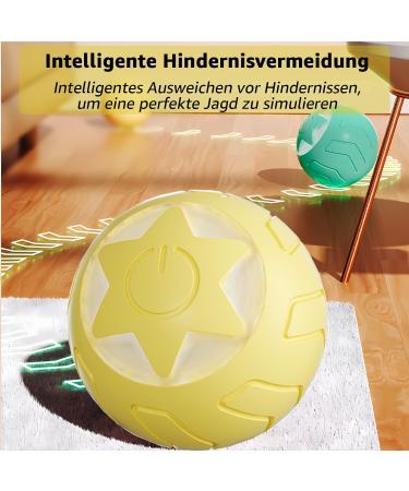 Peticularz Interactive Cat Toy - Self-Employed Electric Powerball 2.0 with Wloom Intelligence - Magic Yellow Star Ball for Cats - Buy Online on GoSupps.com