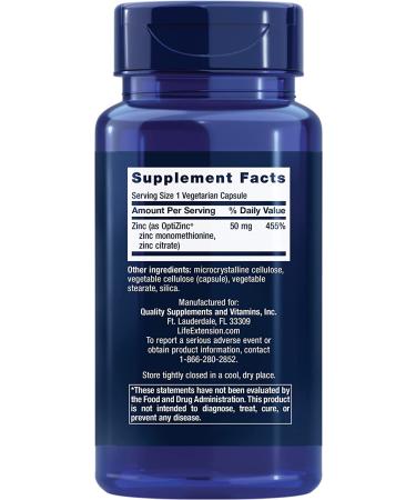 Life Extension High Potency Zinc Caps 50mg - 90 Vegetarian Capsules for Immune Support - Buy Online on GoSupps.com